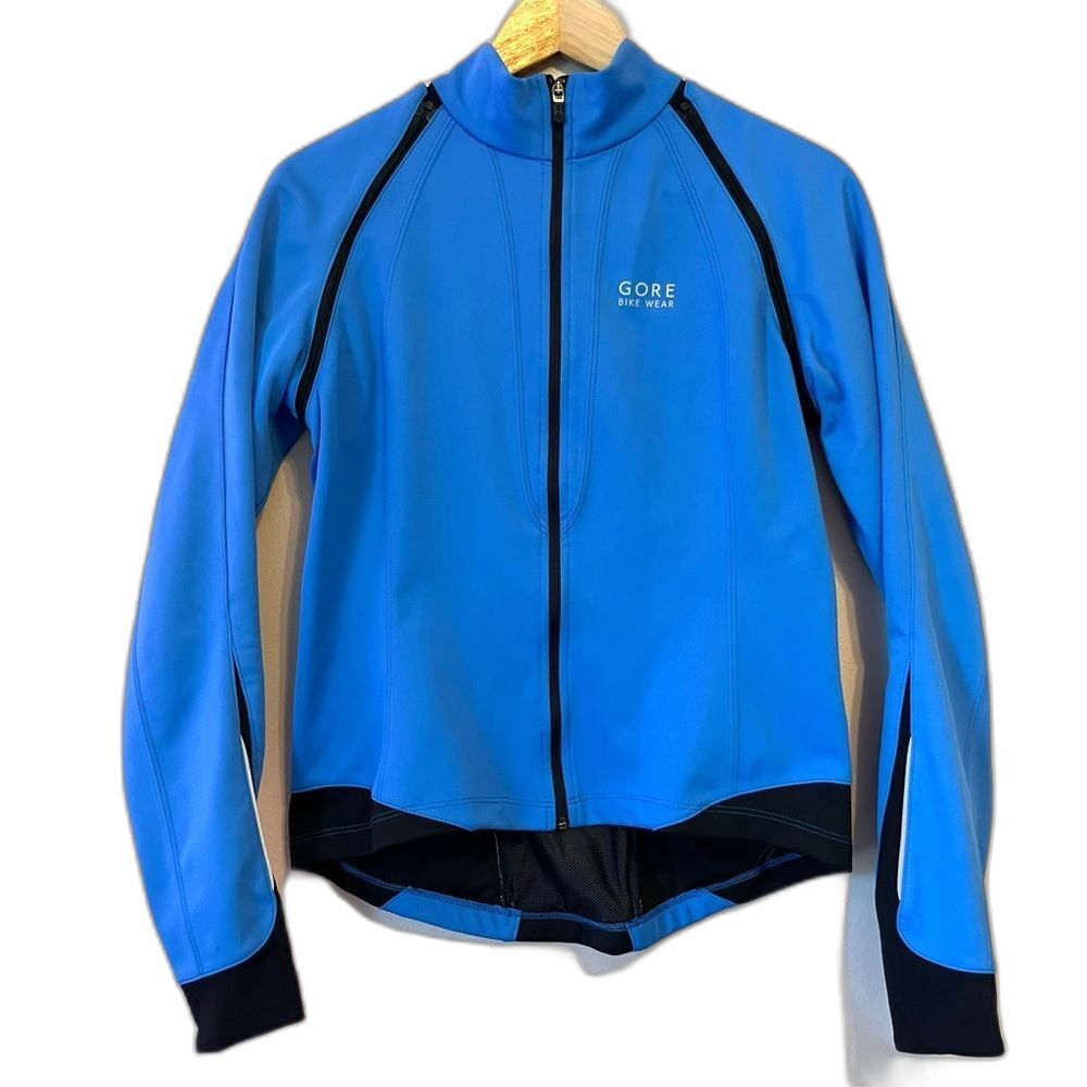 Gore Bike Wear Windstopper Soft Shell Jacket Cycling Blue Medium Convertible Zip